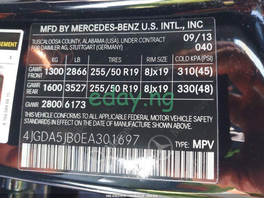 2014 Mercedes Benz ML350 (Foreign used)- Car in transit to Lagos - Image 9